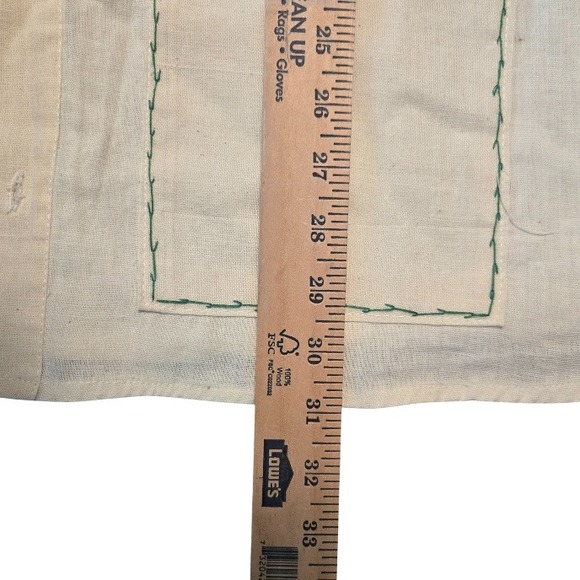 Vintage Handmade Guayabera Folklore Floral Bordado Manta Top Patch Pockets Boho - Picture 5 of 11